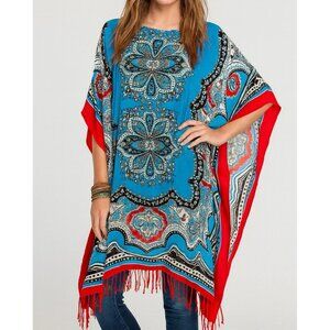 THEODORA OF CALLUM cape shawl tunic scarf wrap poncho kimono hippie boho OS